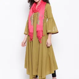 HK colours of fashion Women Coral Pink Woven Design Stole-picture-27