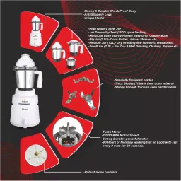 Stargaze 1000 W Rhino Mixer Grinder with 3 Jars White image 4