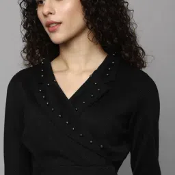 Allen Solly Black Self Pattern Shift Dress image 5