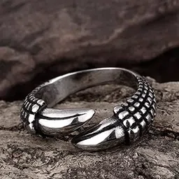 VIEN Silver-Plated Textured Detail Cool Eagel Claw Adjustable Brass Finger Ring-picture-19