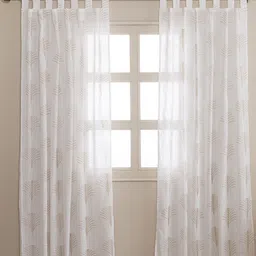 HOMEMONDE White & Gold-Toned 2 Pieces Floral Printed Sheer Window Curtains-picture-37