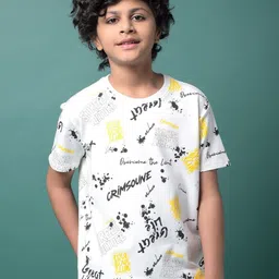 Crimsoune Club Boys Conversational Print Round Neck Cotton T-shirt-picture-28