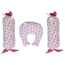 Babytoons New Born Baby Pillow for Head Shaping with 2 Matching Lot Pillows/Bolsters (0-6 Months) (White & Pink)-picture-17
