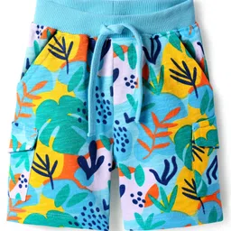 Babyhug Terry Knit Mid Thigh Shorts with Tropical Theme Print - Light Blue-picture-21