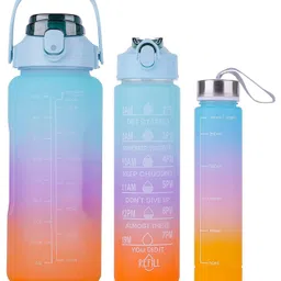 INPOUT Motivational Water Bottle Set of 3 with Time Marker, Leakproof Durable Non-Toxic Sipper Water bottle for office, School Gallon Water Bottle for gym-Color May Vary-image-99