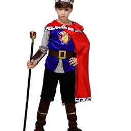 Little Surprise Box Halloween Theme The Majestic King Costume Set With Crown Wrist Band Leg Gear & Buckled Belt - Blue-picture-10