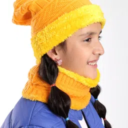Pine Kids Woollen Cap and Snood Set Yellow - Diameter 14.5 cm image 2