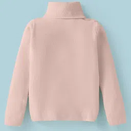 Yellow Apple Viscose Knit Full Sleeves Turtle Neck Solid Colour Winter T-Shirt - Beige image 2