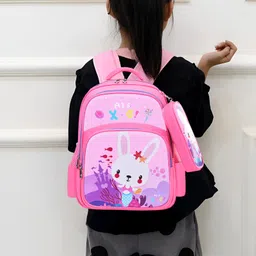 SYGA Kids School Bag Cute Cartoon Design Large Backpack With Pencil Case Suitable for Primary School Student- Height 16.53 Inches (Bunny Fish) image 2