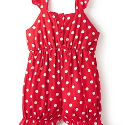 Mark & Mia Woven SleevelessJumpsuit With Polka Dots Frill & Bow Detailing - Red image 2