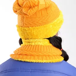 Pine Kids Woollen Cap and Snood Set Yellow - Diameter 14.5 cm image 3