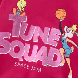 Babyhug Full Sleeves Cotton Knit SPACE JAM Sweatshirt with Foil Print - Maroon image 4