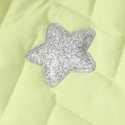 Babyhug Woven Full Sleeves Padded Hooded Coat with Quilted Design & Star Patch Detailing - Light Green image 4