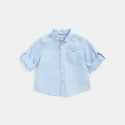Mothercare Kids Light Blue Solid Full Sleeves Shirt-image-93