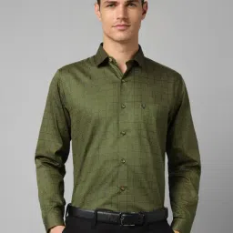 Allen Solly Green Cotton Slim Fit Checks Shirt-picture-26