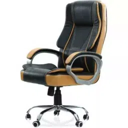 ib basics Ergonomica High Back Ergonomic Leatherette Tan & Black Office Revolving Executive Chair image 5