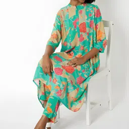 max Women Floral Printed Mandarin Collar Regular Kurta with Trousers-picture-34