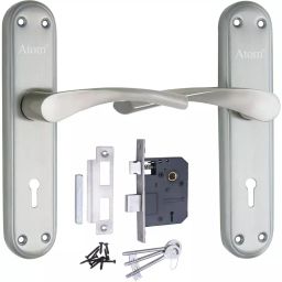 Atom Iron, Stainless Steel, Brass Silver Door Handle Lock Set, InnovaLegend-2-picture-14