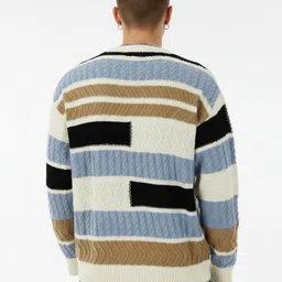 glitchez Acrylic Cable Knit Colourblocked Pullover image 5