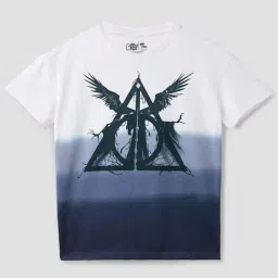 The Souled Store Kids White & Blue Cotton Printed T-Shirt-picture-30