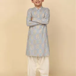 KISAH Kids Blue & White Printed Full Sleeves Kurta Set-picture-13