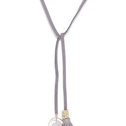 KARATCART Grey Gold-Plated Tasselled Open Necklace-picture-30
