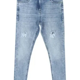 Peter England Girls Blue Cotton Distressed Jeans-image-68