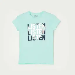Fame Forever by Lifestyle Kids Aqua Blue Cotton Printed T-Shirt-picture-27