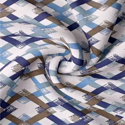 DREAM WEAVERZ White & Blue Geometric Printed 260 TC King Bedsheet Set 2.35mx 2.55m image 4
