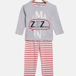 mackly Girls Grey Printed Night suit-image-83
