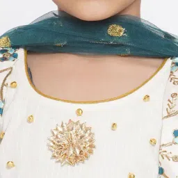 Little Bansi Kids Cream Embroidered Kurta , Sharara with Dupatta image 5