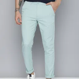 Mast & Harbour Men Blue Self Designed Textured Chinos Trousers image 2