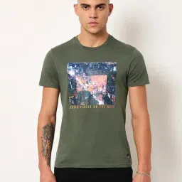Lee Green Cotton Slim Fit Printed T-Shirt-picture-19
