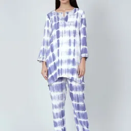 First Resort By Ramola Bachchan Blue And White Tie-Dye Lounge Set-picture-23