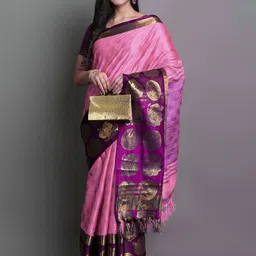 VILLAGIUS Woven Design Zari Ikat Saree-picture-17