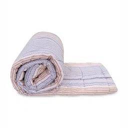 Crest Innovative Lives White & Grey Striped Microfiber Heavy Winter 400 GSM Double Bed Comforter image 5