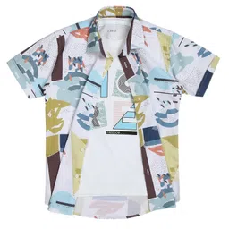 CAVIO Cotton Half Sleeves Abstract Printed Shirt And Tee - Multi Colour-picture-11