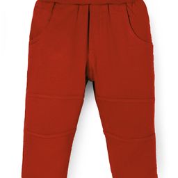 Zero Knit Full Length Solid Color Fleece Pant with Cut & Sew Design - Red-picture-10