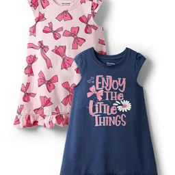 Honeyhap Premium 100% Cotton Knit Bio Finish Nighties With Cake Print Pack Of 2 - Tander Touch & Navy Peony-picture-18