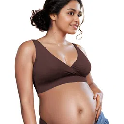 &Circus Sleeveless Solid Padded Maternity NursingBra - Brown-picture-16