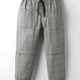 Olio Kids Cotton Woven Full Length Solid Color Trouser - Grey-picture-14