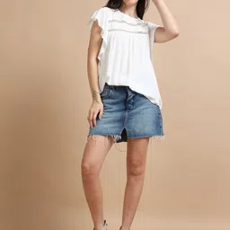 GLAM & CHIQUE Self Design Cotton Regular Top image 2