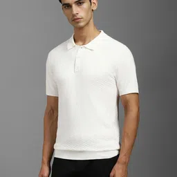 Louis Philippe Men Self Design Polo Collar T-shirt image 4