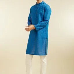 Diwas by Manyavar Geometric Printed Mandarin Collar Cotton Straight Kurta image 2