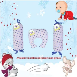 Babytoons New Born Baby Pillow for Head Shaping with 2 Matching Lot Pillows/Bolsters (0-6 Months) (Blue & White) image 2