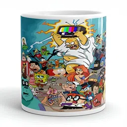 Mr UVD White & Blue Graphic Printed Ceramic Glossy Mug - 350 ml-picture-39