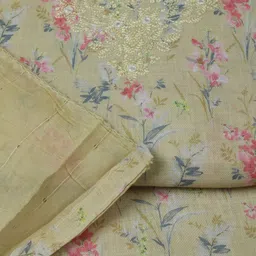 Meena Bazaar Printed Linen Unstitched Dress Material image 5