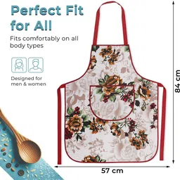 HOMESTIC Red Printed Waterproof Apron With Front Pocket image 3