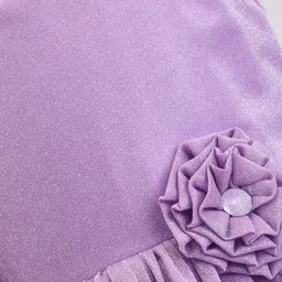 Babyhug One Shoulder Sleeves Fit & Flared Party Frock with Floral Applique - Lavender image 4