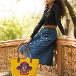 Kalankit Everyday Tote Bags For Women | Spacious Office Bag For Women | Designer Tote Bags With Compartments | yellow image 4